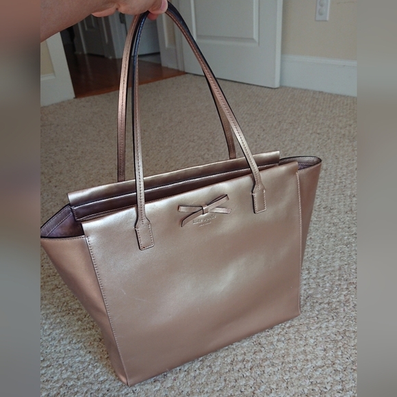 Kate Spade Sawyer Street Taden Metallic pink/rose gold large Tote Bag - Picture 1 of 16